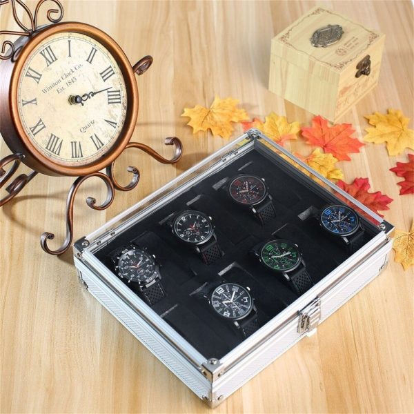 1pcs12 Grid Leather Watches Display Show Storage Box Case Slots Jewelry