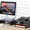 FITUEYES Wood Office Suppies Desk Organizer 5 Compartments with Letter Tray