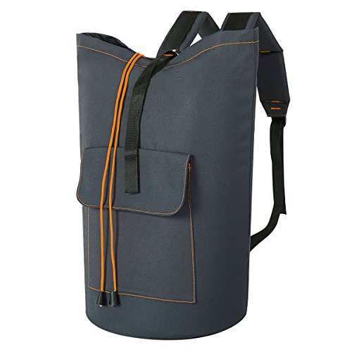WOWLIVE Extra Large Laundry Bag Laundry Backpack Hanging Laundry Hamper Adjustable Shoulder Straps Camping Bag Waterproof Durable Travel Collage Apartment Dorm Sports (Expandable to 40'',Dark Grey)