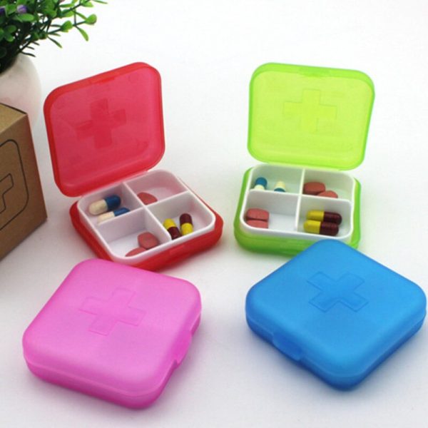 1pc Square Medical Kit Pill Jewelry Organizer Storage Box 4 Colors Select