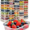 [50 pack, 17oz] Food Storage Containers With Lids - Plastic Containers With Lids Plastic Containers for Food Container With Lid - Freezer Containers Plastic Food Containers Deli Containers Meal Prep