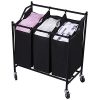 3-Bag Rolling Laundry Sorter Cart - Heavy-Duty Sorting Hamper with Removable Bags and Brake Casters for Efficient Laundry Organization