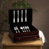 Wallace Dark Walnut Single Drawer Footed Flatware Storage Chest - Elegant Storage for 12-Piece Flatware Service