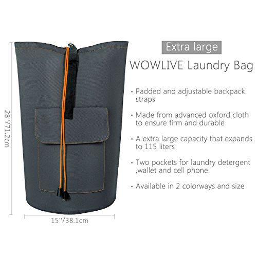 WOWLIVE Extra Large Laundry Bag Laundry Backpack Hanging Laundry Hamper