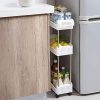 3 Tier Slim Storage Cart Mobile Shelving Unit Slide Out Storage Tower