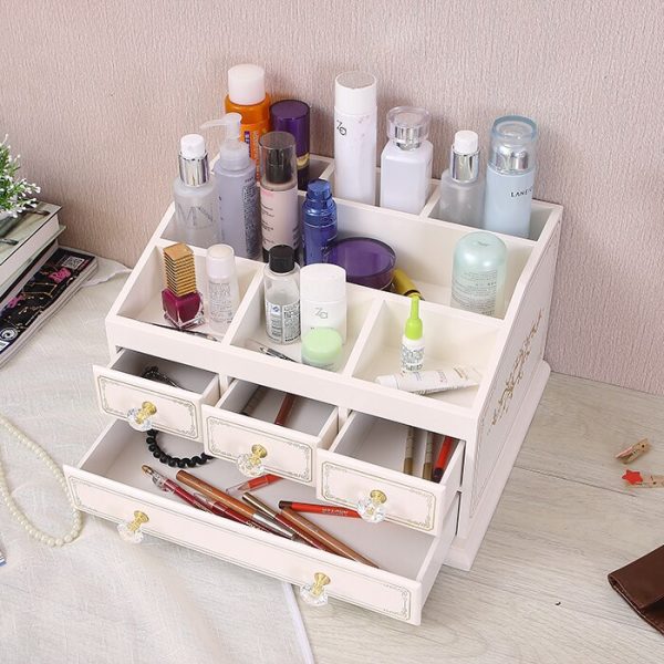 2018 Top Fashion Organizador Wooden Large Table Top Dressing Cosmetics