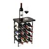 WELLAND Laura 12 Bottle Wine Rack with Solid Wood Table Top, Metal & Wood Free Standing Wine Storage Rack, Rustic Pine Wood