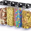 DWËLLZA KITCHEN Airtight Food Storage Containers with Lids – 4 Piece Set/All Same Size - Medium Air Tight Clear Plastic Pantry & Kitchen Container for Chips & Snacks BPA-Free - Keeps Food Fresh & Dry