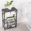 Metal Scroll Design Bathroom Storage Table Shelf with Toilet Paper Dispenser