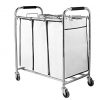 Saganizer Hamper with Wheels Rolling Cart Heavy Duty Triple Laundry Organizer