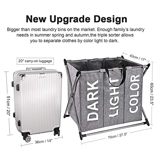 KINDEN Laundry Hamper Sorter - Stainless Steel X-Frame Basket