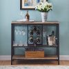 O&K Furniture Industrial Wine Rack Table with Glass Holder, Console/Buffet Table