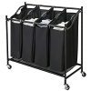 Blissun 4 Section Rolling Laundry Hamper Sorter Cart, with Removable Bags