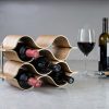 BREVER 6 Bottle Wooden Wave Wine Rack | Freestanding for Table