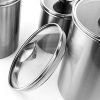 Airtight Canister Set, 4-Piece Stainless Steel Food Storage Container with Glass Lids - Ideal for Kitchen Counter, Coffee, Tea, Nuts, Sugar, Flour