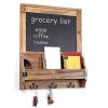 MyGift Rustic Burnt Wood Wall-Mounted Entryway Organizer with Chalkboard Sign & Key Hooks