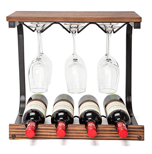 Soduku Wine Rack Wall Mounted Handmade Metal & Wood Wine Countertop