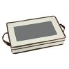Household Essentials 546-1 Flatware Storage Chest with Separate Serving Utensil Pouch | Natural Canvas with Brown Trim