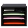 FITUEYES Wood Desk Organizer with 4 storage,Paper File Holder For Home & Office,Black,DO403501WB