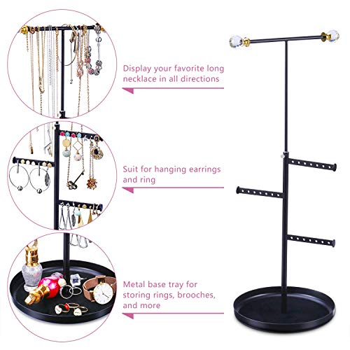 Keebofly Jewelry Tree Stand Organizer - Metal Necklace Organizer Display