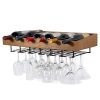 brightmaison Wall Mounted Walnut Stained Wood Wine Stem Rack for Bottles and Stemware Glass Storage Holder Organizer Display (Single)