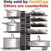 Pot Rack Organizer, 3 DIY Methods, Height and Position are Adjustable 8+ Pots Holder, Black Metal Kitchen Cabinet Pantry Pot Lid Holder