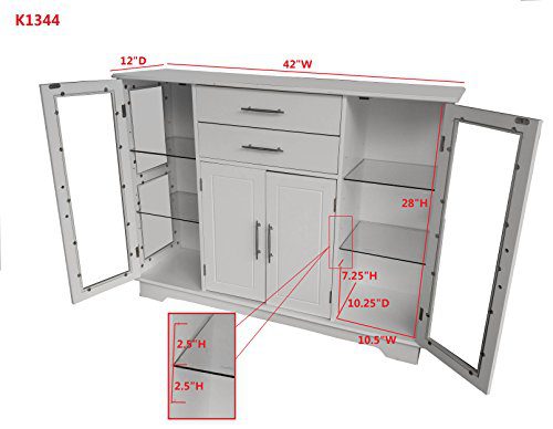 Kings Brand Furniture White Kitchen Storage Cabinet Buffet – Stylish Organization for Modern Kitchens