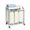 Seville Classics Mobile 3-Bag Laundry Hamper Sorter Cart with Folding Table