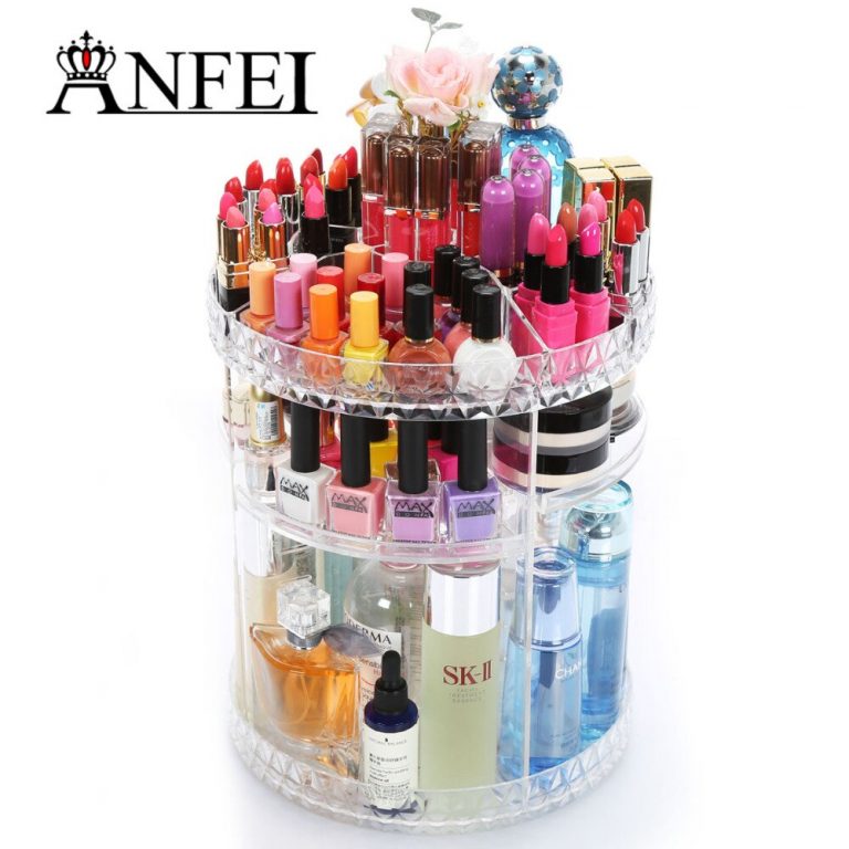 360-degree rotating multi-functional acrylic cosmetic storage box simple assembly atmosphere beautiful for all cosmetics C214