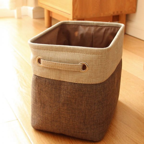 Foldable Linen Cotton Storage Basket Japanese Style Dirty Clothes Storage