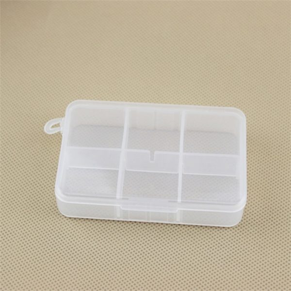 Glossy Rectangle Shape 6 Compartment Storage Box with Removable Divider