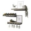 Del Hutson Designs Rustic Handmade Wooden Wall Mounted Three Tiered Wine Rack 24" (Grey)