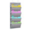 Hanging Wall Organizer,WishAcc Wall Mount/Over The Door Office Supplies Storage Mail Organizer for Notebooks,Planners,File Folders - 4 Pockets Deep Gray