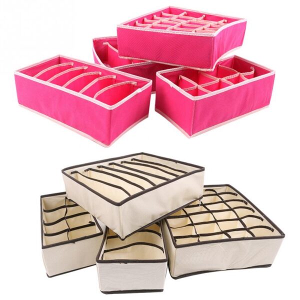 4pcs/Set Bra Underwear Sock Ties Drawer Divider Closet Organizer Storage Box Container Non-woven Fabric Home Essential