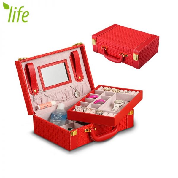 Bistratal Make Up Case Leather Jewel case Storage Box Cometic Case