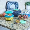 Anchor Hocking Classic Glass Food Storage Containers with Lids, Mixed Blue