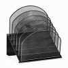 AdirOffice Mesh 5 Slot Section Desk Organizer Sorter - Desktop Incline Caddy (Black)