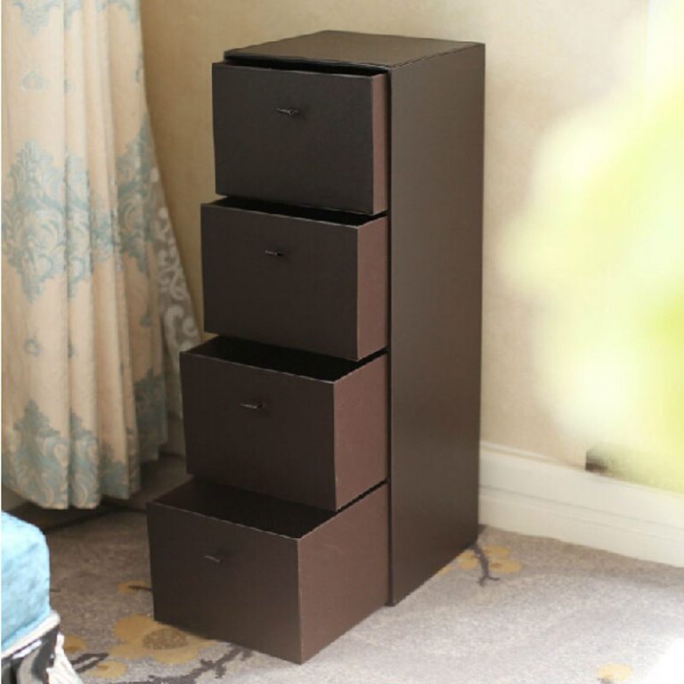 Europe Chocolate Coffee Color Room Drawer Organizer for Clothing Toys Sundries Home Leather Storage Box Cabinet with 4 Drawers