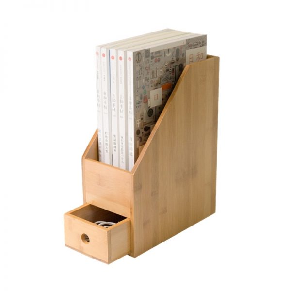 Effortless Organization: Bamboo Office File Rack with Drawer for Stylish Study Room Storage