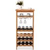 COSTWAY Bamboo Wine Rack Countertop Bottle Storage Free Standing w/Glass Hanger & Shelf