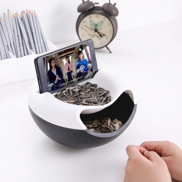 Convenient Storage Box Plastic Double Layer Dry Fruit Containers Snacks Seeds 4 Colors Garbage Holder Plate Dish Organizer