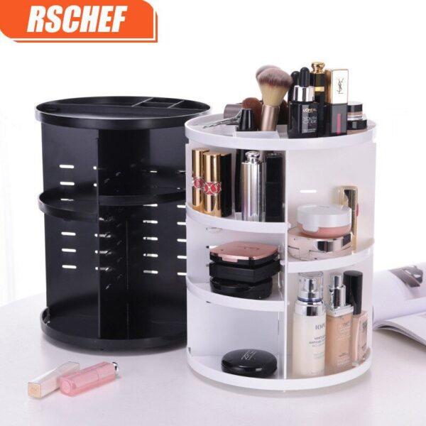[Video]Fashion 360-degree Rotating Makeup Organizer Box Brush Holder Jewelry Organizer Case Jewelry Makeup Cosmetic Storage Box