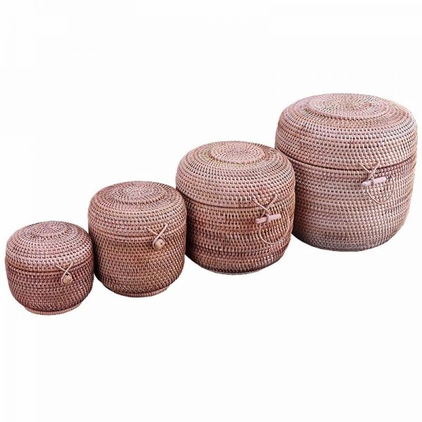 Rattan Weave Food Container Storage Box Handmade Organizer Kitchen