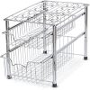 Simple Houseware Stackable 2 Tier Sliding Basket Organizer Drawer, Chrome