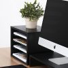 FITUEYES Wood Desk Organizer with 4 storage,Paper File Holder For Home