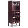 Giantex 20 Bottle Wine Cabinet Wood Wine Rack Bottle Holder Storage Display Shelf Wine Bottle Organizer w/Glass Hanger