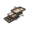 Three-Tier Jewelry Tray With Three Sliding Linen Lined Wood Trays