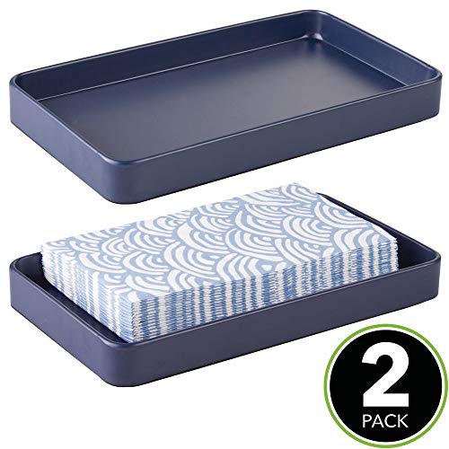 mDesign Modern Decorative Metal Guest Hand Towel Storage Tray Dispenser