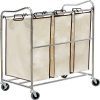 Simple Houseware Heavy-Duty 3-Bag Laundry Sorter Cart, Chrome