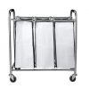 Saganizer Hamper with Wheels Rolling Cart Heavy Duty Triple Laundry Organizer